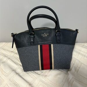 kate spade Balck and Gray Wool Purse with Red Stripe
